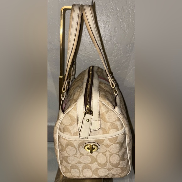 COACH HERITAGE STRIPE SIGNATURE C’s PVC BOSTON SATCHEL BAG WITH NO HANGTAG - Picture 7 of 17